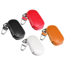 Universal Genuine Leather Car Key Case/Bag Zipper Holder Organizer with Keychain Ring 4 Colors 1