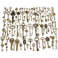 90pcs Antique Vintage Old Ornate Skeleton Keys Lot Pendant Fancy Heart Decorations Gifts
