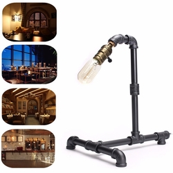 AC220V 40W E27 Industrial Vintage Loft Edison Water Pipe Table Light Dimmable Desk Lamp for Home Bar 2