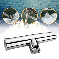 316 Stainless Steel 7/8''-1'' Tube Fishing Rod Holder Boat Tackle Clamp On Rail Mount 2
