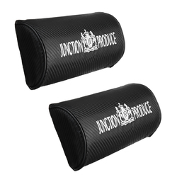 2PCS Black PU Leather Sponge Car Seat Headrest Cushion Neck Pillow Support Protection 1