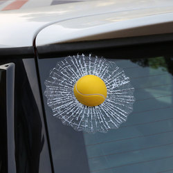 Creative Waterproof PVC 3D Car Window Stickers Tennis Ball Hits Car Body Decal 2