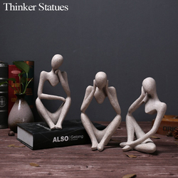 Sandstone Resin Thinkers Statue Left Thinking/Right Thinking/Concentration Thinker Model Toys 1