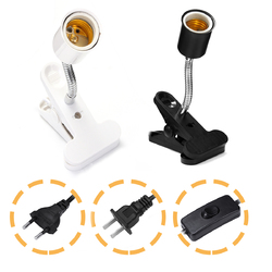 20CM E27 Flexible Pet LED Light Lamp Bulb Adapter Holder Socket with Clip On Off Switch EU US Plug 2