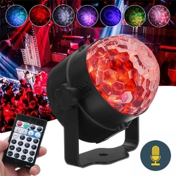 RGB Self-propelled Flash Mode Remote/ Voice Control LED Stage Light Crystal Ball DJ Part Disco Club 2