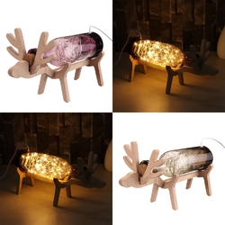 LED Glass Fairy Elk Deer Light Bottle Jar Night Light Table Lamp Christmas Home Decor Gift 2