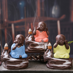 Buddha Backflow Incense Cone Burner Holder Buddhist Monk Zazen Home Fragrant Backflow Censer Decor 1