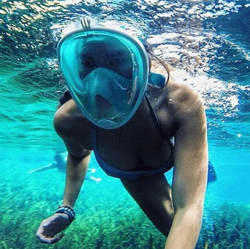 Full Face Snorkel Mask with Optional HD 1080P Action Sports Camera -Option: Mask Only, Mask Color: Turquoise 2
