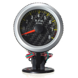 Car Auto Yellow LED Rev Tachometer Gauge RPM Carbon Fiber Face 1 Car Auto Yellow LED Rev Tachometer Gauge RPM Carbon Fiber Face