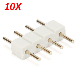 10X White 4pin Male Connector For RGB 5050/3528 LED Strip Light Connect 2