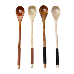 Long Handle Wooden Mixing Spoon Tie Wire Round Handle Ladle Stirring Spoon 3