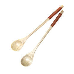 Long Handle Wooden Mixing Spoon Tie Wire Round Handle Ladle Stirring Spoon 5