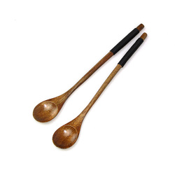 Long Handle Wooden Mixing Spoon Tie Wire Round Handle Ladle Stirring Spoon 6