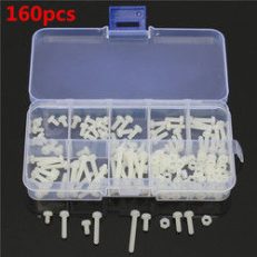 Suleve?„? M3NR1 M3 Nylon Screw White Nylon Screws Bolt & Nuts Assortment Kit 160pcs