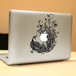 PAG Peacock Decorative Laptop Decal Removable Bubble Free Self-adhesive Partial Color Skin Sticker 1