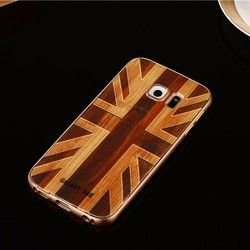 Wooden Pattern Hard Back Case Gold Alloy Frame Protective Shell for Samsung Galaxy S6 Edge 3 Wooden Pattern Hard Back Case Gold Alloy Frame Protective Shell for Samsung Galaxy S6 Edge - Image 3