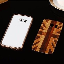Wooden Pattern Hard Back Case Gold Alloy Frame Protective Shell for Samsung Galaxy S6 Edge 4 Wooden Pattern Hard Back Case Gold Alloy Frame Protective Shell for Samsung Galaxy S6 Edge - Image 4