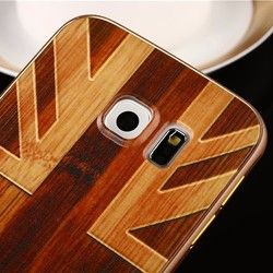 Wooden Pattern Hard Back Case Gold Alloy Frame Protective Shell for Samsung Galaxy S6 Edge 6 Wooden Pattern Hard Back Case Gold Alloy Frame Protective Shell for Samsung Galaxy S6 Edge - Image 6