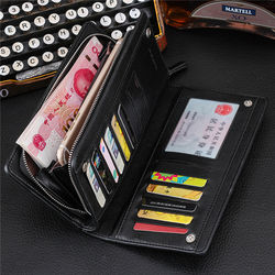 11 Card Slot SIM Card Slot Zipper Bag PU Leather Men Clutch Phone Wallet for Phone Under 5.5 inches 2