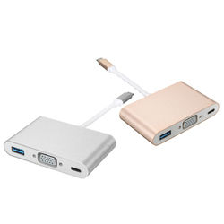 USB 3.1 type C to VGA Monitor USB 3.0 Type C Female Charger Adapter Converter for Macbook 2