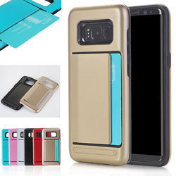 Multi-colors TPU+PC Hybrid Card Slots Shockproof Armor Cover Case For Samsung Galaxy S8 Plus 2