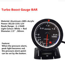 2.5 inch 60mm LED Turbo Boost Gauge Vacuum Press Pressure Bar Dials Meter for Car Truck 2 2.5 inch 60mm LED Turbo Boost Gauge Vacuum Press Pressure Bar Dials Meter for Car Truck - Image 2