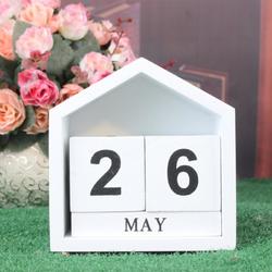 Vintage Design House Shape Perpetual Calendar Wood Desk Wooden Block Home Office Supplies Decoration 3 Vintage Design House Shape Perpetual Calendar Wood Desk Wooden Block Home Office Supplies Decoration - Image 3