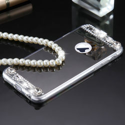 KISSCASE Diamond Glitter Clear Mirror Cover Case for iPhone X 7/7Plus 5