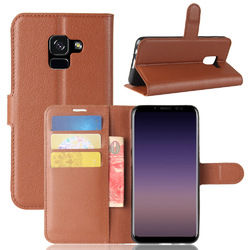 Litchi PU Leather Flip Card Slots Bracket Wallet Case for Samsung Galaxy A8 Plus 2018 1
