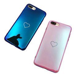 Blue Ray Laser Mirror Love Heart Soft TPU Protective Case for iPhone X/7/8 Plus/6/6s Plus 2