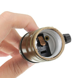E27 4M Vintage Copper Bulb Adapter Base Socket Lamp Holder with Dimmer Switch US Plug 4