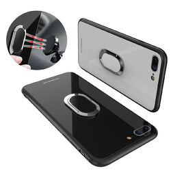 Bakeey 360?° Rotation Ring Kickstand Magnetic Glass Protective Case for iPhone 7/7 Plus/8/8 Plus 1