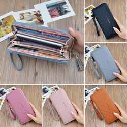 Women Large Capacity PU Leather Wrist Strap Zipper Pouch Wallet for Mobile Phone Under 5.5 Inch 2