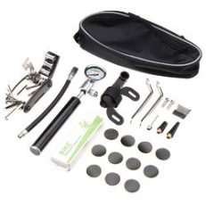 BIKIGHT Bike Bicycle Repair Tool Pump With Gauge 16in1 Screwdriver Tire Repair Patch Saddle Bag Cycling Tool Set
