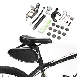 BIKIGHT Bike Bicycle Repair Tool Pump With Gauge 16in1 Screwdriver Tire Repair Patch Saddle Bag Cycling Tool Set 2 BIKIGHT Bike Bicycle Repair Tool Pump With Gauge 16in1 Screwdriver Tire Repair Patch Saddle Bag Cycling Tool Set - Image 2