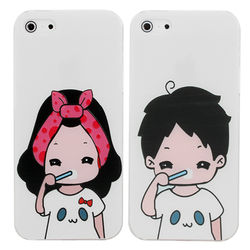 Cartoon Lovers Brush Teeth Pattern Relief Protective Case For iPhone 5 2