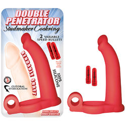 Double Penetrator Studmaker Cockring Red 1