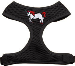Unicorn Embroidered Soft Mesh Pet Harness Black Large 1