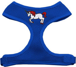 Unicorn Embroidered Soft Mesh Pet Harness Blue Medium 1