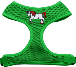 Unicorn Embroidered Soft Mesh Pet Harness Emerald Green Large 2