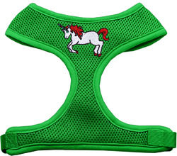 Unicorn Embroidered Soft Mesh Pet Harness Emerald Green Medium 2