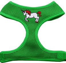 Unicorn Embroidered Soft Mesh Pet Harness Emerald Green Small