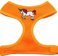 Unicorn Embroidered Soft Mesh Pet Harness Orange Large