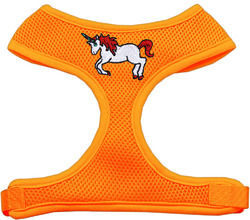 Unicorn Embroidered Soft Mesh Pet Harness Orange Large 1