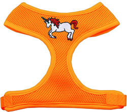 Unicorn Embroidered Soft Mesh Pet Harness Orange Small 1 Unicorn Embroidered Soft Mesh Pet Harness Orange Small