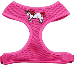 Unicorn Embroidered Soft Mesh Pet Harness Pink Large 2