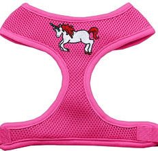 Unicorn Embroidered Soft Mesh Pet Harness Pink Medium