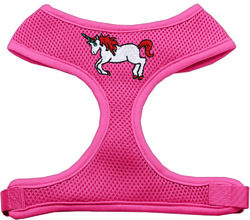 Unicorn Embroidered Soft Mesh Pet Harness Pink Medium 1