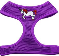Unicorn Embroidered Soft Mesh Pet Harness Purple Medium