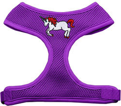 Unicorn Embroidered Soft Mesh Pet Harness Purple Medium